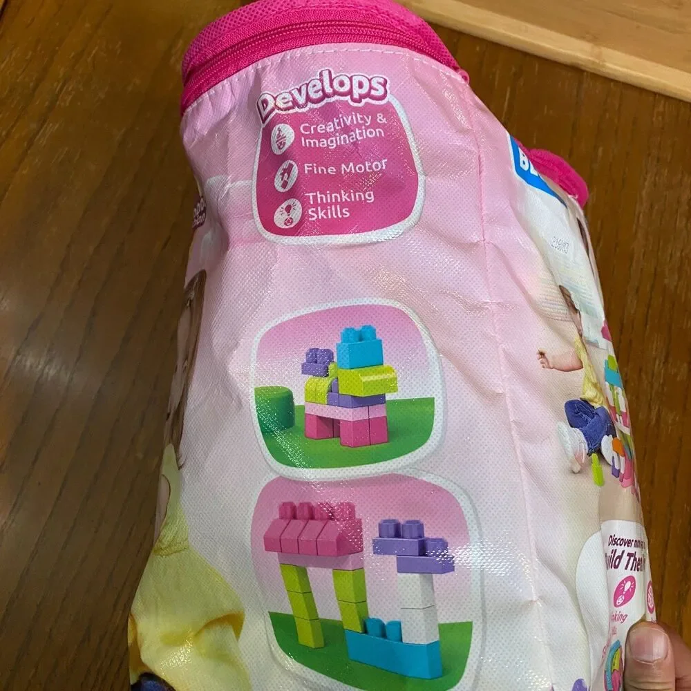 Mega Bloks First Builders 80pc Big Building Bag Pink Preschool Construction Toy